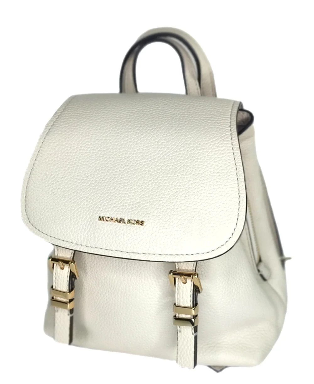 Michael Kors Quinn Leather Flap Backpack - Light Cream/Ivory - NWT